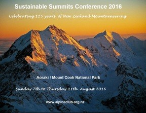 Sustainable Summits Conference- NZ to host 2016 Conference at Aoraki Mount Cook National Park